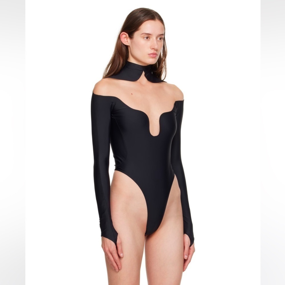 NWT Mugler Wavy Black bodysuit in light nude - size 34 - Picture 7 of 7